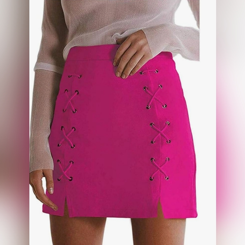 Very Soft Fo Suede Pink Stretch Skirt Small EUC - Picture 3 of 10